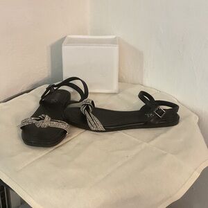 Rouge Helium Rhinestone Sandals, Size 9, Black